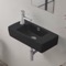 Small Matte Black Ceramic Wall Mounted or Drop In Bathroom Sink